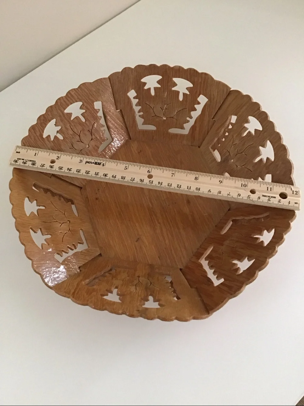 Beautiful Vintage Hand-Carved reticulated wooden bowl